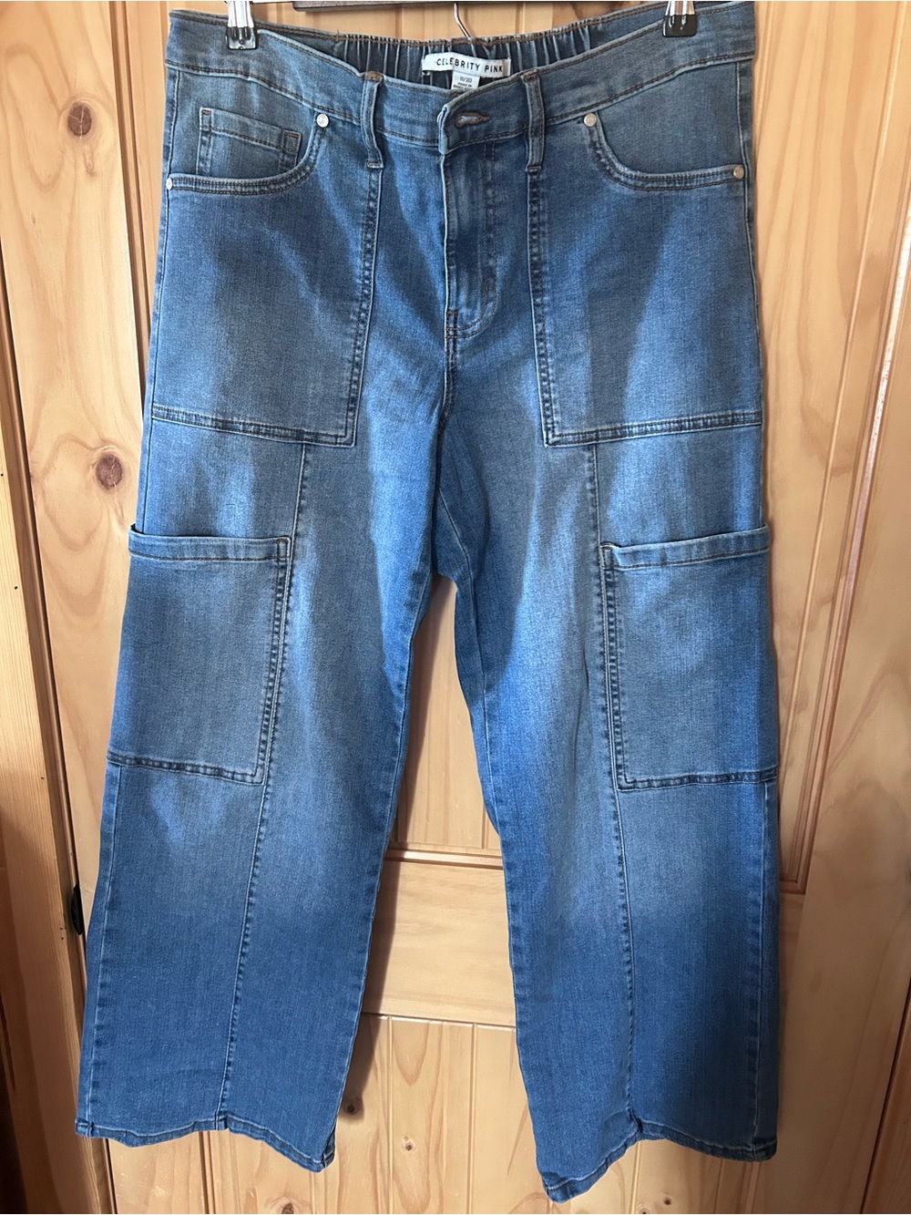 Celebrity Pink Medium Blue Wide-Leg Carpenter Jeans